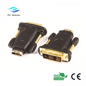 DVI (24 + 1) samec do HDMI samice adaptér zlato / nikl Kód: FEF-HD-005
